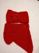 RĘKODZIEŁO: Czerwony Komplet Opaska + Komin dżety