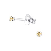 Srebrne kolczyki sztyfty z cyrkonią Champagne, próba 925