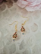 Kolczyki handmade srebro pozłacane choinka 