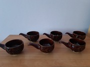 Stare Kokilki kamionka brązowe vintage PRL 6 sztuk