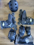 Rolki męskie Oxelo FIT100 44 + ochraniacze + kask, używane