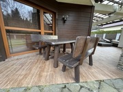 Zestaw ogrodowy drewniany duży stół,dwie ławki