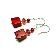 Fiolekart - Kolczyki, biżuteria artystyczna  - koral, Swarovski