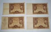 Cztery banknoty 100 zł 1934 – seria CY – ciąg 3 numerów (8447659–8447663)