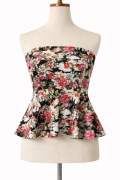 Bluzka gorsetowa z baskinką top kwiatowy wzór 34 / XS