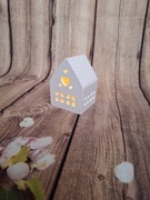 Świecznik domek - gips polimerowy - prezent - walentynki