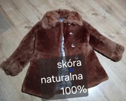Kożuch vintage '80'90 dzieci 6 lat skóra naturalna 100%