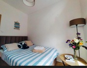 Lampa stojąca podłogowa granatowa abażur LED E27 do salonu