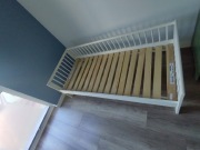 Łóżko dziecięce drewniane GULLIVER, białe z barierką NATTAPA / IKEA-160x70