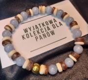 Bransoletka z sodalitem, drewnem kokosowym i hematytem