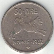 Norwegia 50 ore 1962 - 22 mm