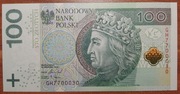 Banknot 100 złotych serii GH UNC z paczki p.opis
