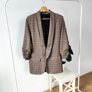 Marynarka 42 xl w kratę kratka klapy przedłużana elegancka Basic 
