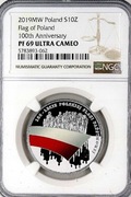 10zł 100-lecie flagi państwowej NGC PF69