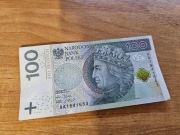 Banknot obiegowy 100zl seria AA1841663