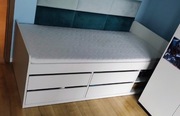 Łóżko Ikea SLÄKT 90x200 cm z szufladami, białe + materac