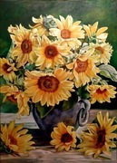 Zbyszek z mazur obraz olejny   SŁONECZNIKI WAZON