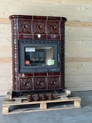 Kominek Bianco zdobiony brązowy wkład Nordflam 