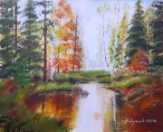 PEJZAŻ RĘCZNIE MALOWANY "PALETĄ BARW"- 24x30cm