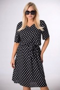 Czarna rozkloszowana sukienka w grochy rozm. 46