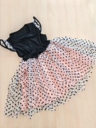 NOWA! 98 104 Sukienka czarna beż kropki Wizytowa Elegancka letnia