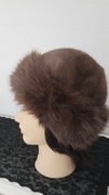 Brązowa ciepła czapka imitacja futerka