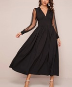 Maxi sukienka M 38 czarna na długi rękaw długa