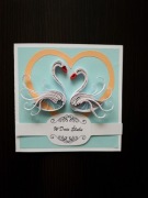 Kartka ślubna, ręcznie robiona, quilling, w dniu ślubu