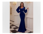 Sukienka suknia wieczorowa welurowa granatowa, nowa, okazja!