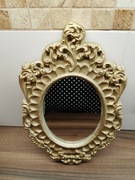 Szklane owalne lustro retro w złoconej oprawie