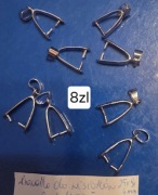 Krawatki do kaboszonów srebrne zestaw uchwyty do zawieszek biżuteria