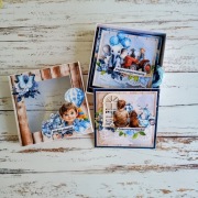 Zestaw handmade dla chłopca – album + kartka w pudełku 15x15 cm