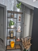 Regał TRAPPEDAL Jysk 7 półek kolor ciepły dąb brązowy czarny - stan idealny