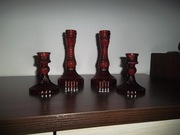 Szklane świeczniki 4 szt. czerwono - ciemny kolor