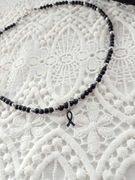 Naszyjnik choker chrześcijański srebrna ryba kamienie 