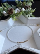 Naszyjnik cyrkonia beżowa i hematyt – stal nierdzewna złocona IP 