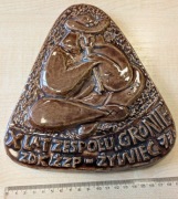 Plakieta ceramiczna 1977 10 lat zespołu Gronie Żywiec PRL UNIKAT 