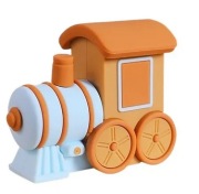 Dekoracja na tort 3D – Pociąg  – niebieski brązowy boho