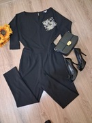 Czarny kombinezon z cekinami długi rękaw góra nietoperz Jolmar 42 