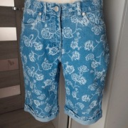 Jeansowe bermudy damskie Bonprix r. 38 elastyczne kwiatowy wzór lato