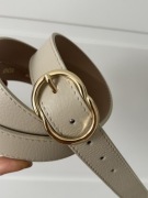 Pasek damski skórzany ze złotą klamrą NOWY