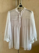 Reserved bluzka biała koronka boho wiązanie romantyczna elegancka S 36