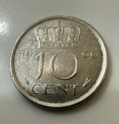 Holandia moneta 10 centów z 1966r. ODWROTKA