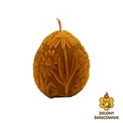 Świeca z naturalnego wosku pszczelego Jajko Kwiaty M Zielony Świecownik