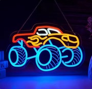 NEON MONSTER TRUCK LAMPKA LED SAMOCHÓD NA DUŻYCH KOŁACH SZYLD TERENÓWKA 