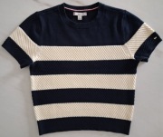 Tommy Hilfiger jak nowy sweterek z krótkim rękawem w paski rozmiar S