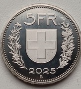 5 franków 2025 UNC Szwajcaria 