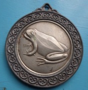 Żaba,Ropucha-duży medal mosiadz w białym metalu-1987r.