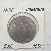 Stara Moneta Polska IIRP II Rzeczpospolita 5 Złotych zł Nike 1930 r.