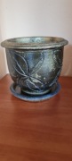 Doniczka ceramiczna w stylu rustykalnym z podstawką średnica 15 cm wys15 cm